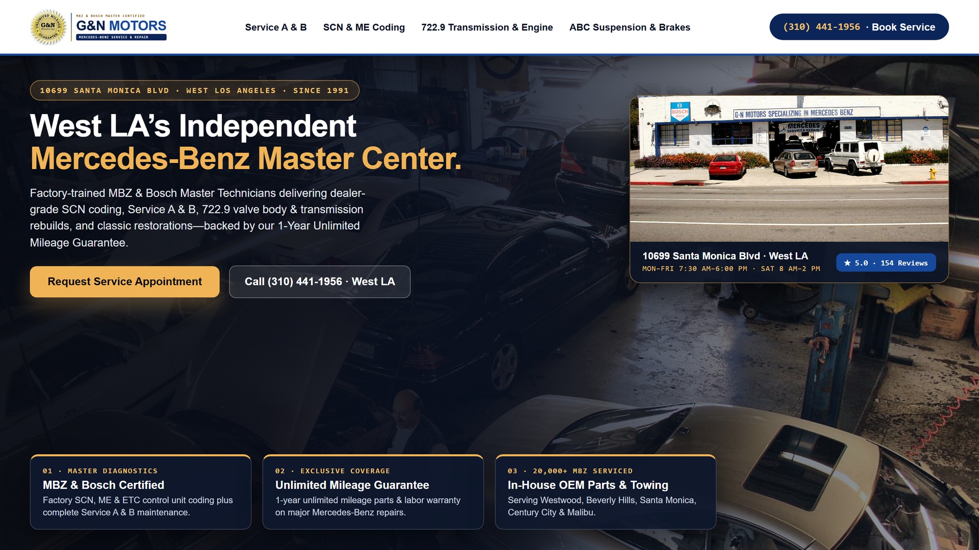 Proposed G & N Motors homepage preview